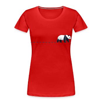 Panda Spuren Pandabär Spur Pandaspuren Pandabären - Frauen Premium Bio T-Shirt - Rot - Vorne - Mia (176cm)