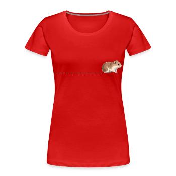 Traces de hamster Pistes de hamster dorées Traces de hamster - T-shirt bio Premium Femme - rouge - Devant - Mia (176cm)