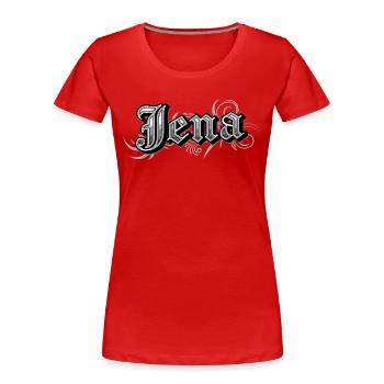 Jena Ostdeutschland Vintage Look - Frauen Premium Bio T-Shirt - Rot - Vorne - Mia (176cm)