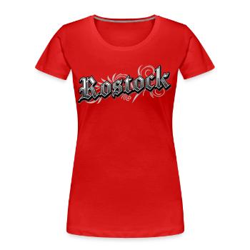Rostock Ostdeutschland Vintage Look - Frauen Premium Bio T-Shirt - Rot - Vorne - Mia (176cm)