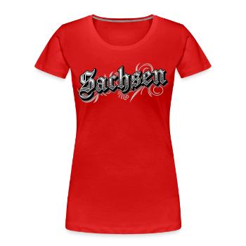 Sachsen Ostdeutschland Vintage Look - Frauen Premium Bio T-Shirt - Rot - Vorne - Mia (176cm)