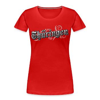 Thüringen Ostdeutschland Vintage Look - Frauen Premium Bio T-Shirt - Rot - Vorne - Mia (176cm)