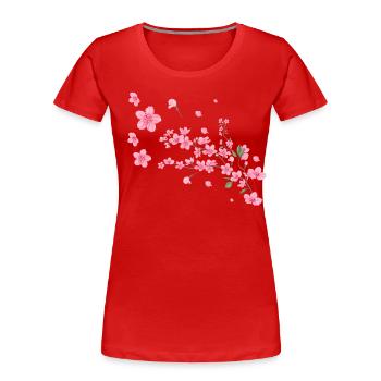 sakura,kirschblüte,blüten,kirschblüte - Frauen Premium Bio T-Shirt - Rot - Vorne - Mia (176cm)
