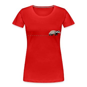 Le blaireau suit les traces des blaireaux des animaux de la forêt - T-shirt bio Premium Femme - rouge - Devant - Mia (176cm)