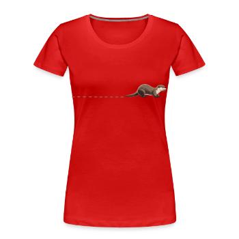 Traces de loutre Traces de loutre de mer Empreinte de loutre Otter - T-shirt bio Premium Femme - rouge - Devant - Mia (176cm)