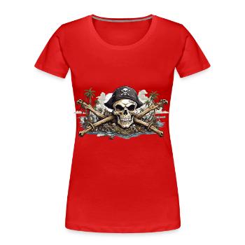 Jolly Roger Piratenflagge Halloween Ästhetik - Frauen Premium Bio T-Shirt - Rot - Vorne - Mia (176cm)