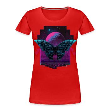 Buttterfly bei der Vaporwave Night - Frauen Premium Bio T-Shirt - Rot - Vorne - Mia (176cm)