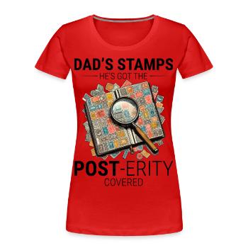 Timbre-poste vintage Collector Papa Philatéliste - T-shirt bio Premium Femme - rouge - Devant - Mia (176cm)