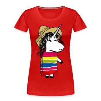 Mexikanisches Einhorn - Frauen Premium Bio T-Shirt - Rot - Vorne - Mia (176cm)