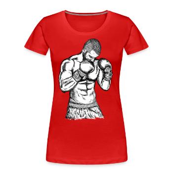 BOXER – | de chasse Impression noir et blanc - T-shirt bio Premium Femme - rouge - Devant - Mia (176cm)