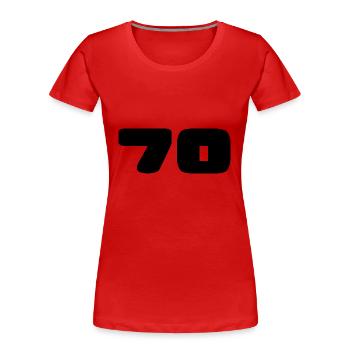 70. 70 JAHRE. 70-JÄHRIGES JUBILÄUM. GEBURTSTAG 70 JAHRE. - Frauen Premium Bio T-Shirt - Rot - Vorne - Mia (176cm)