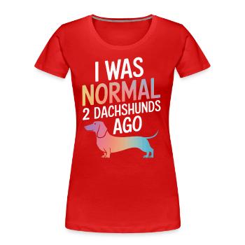 Chien teckel - T-shirt bio Premium Femme - rouge - Devant - Mia (176cm)
