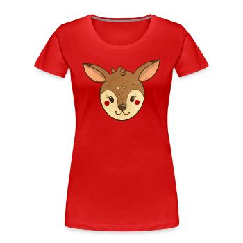 Vintage Hirsche - Frauen Premium Bio T-Shirt - Rot - Vorne - Mia (176cm)