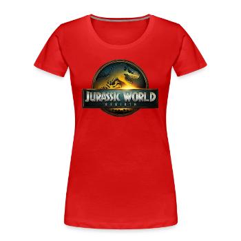 Logo de Jurassic World Rebirth avec soleil - T-shirt bio Premium Femme - rouge - Devant - Mia (176cm)