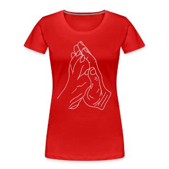 Hand mit Pfote - Frauen Premium Bio T-Shirt - Rot - Vorne - Mia (176cm)