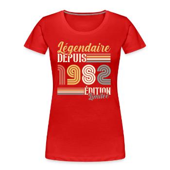 Légendaire Depuis 1982 - T-shirt bio Premium Femme - rouge - Devant - Mia (176cm)