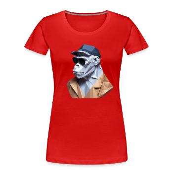 Singe cool en robe froissée - T-shirt bio Premium Femme - rouge - Devant - Mia (176cm)