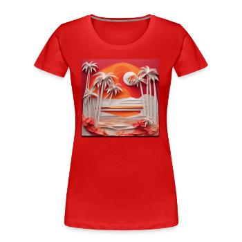 Plage d’Origami - T-shirt bio Premium Femme - rouge - Devant - Mia (176cm)