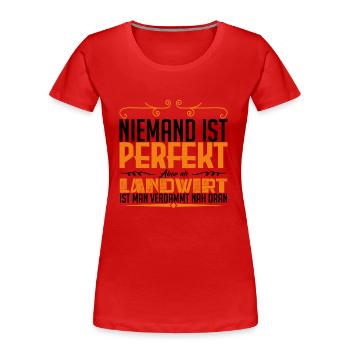 LANDWIRT - Brüste - Frauen Premium Bio T-Shirt - Rot - Vorne - Mia (176cm)