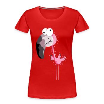 Funny Pink Flamingo - Cartoon - Gift - Women's Premium Organic T-Shirt - red - Front - Mia (176cm)