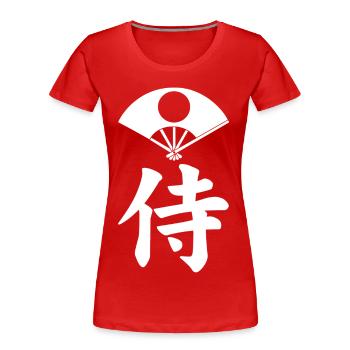 Samurai emblem of the Satake clan (white) - Women's Premium Organic T-Shirt - red - Front - Mia (176cm)