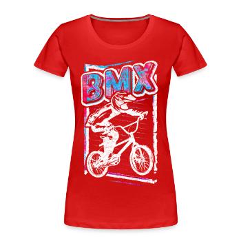 Retro Bmx Bicycle Rider - Vintage Bmx Wheel Grunge - T-shirt bio Premium Femme - rouge - Devant - Mia (176cm)