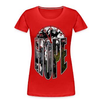 Hope Clock 5 à 12 arbres Nature Climat Environnement - T-shirt bio Premium Femme - rouge - Devant - Mia (176cm)