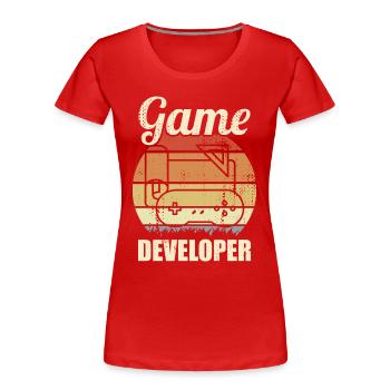 Game Development - Women's Premium Organic T-Shirt - red - Front - Mia (176cm)