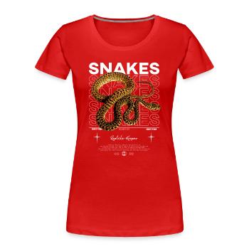 Teppich Python Modern Streetwear Reptilienpfleger - Frauen Premium Bio T-Shirt - Rot - Vorne - Mia (176cm)