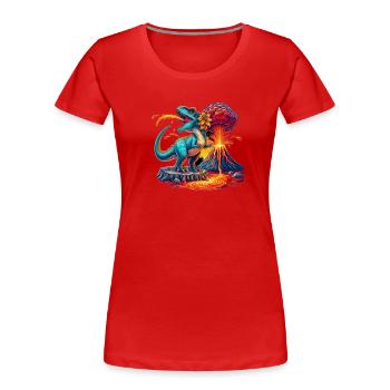 Dino Volcano Eruption with Flower - Women's Premium Organic T-Shirt - red - Front - Mia (176cm)