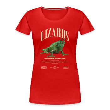 Jackson's Chamäleon Streetwear Eidechsenwärter - Frauen Premium Bio T-Shirt - Rot - Vorne - Mia (176cm)