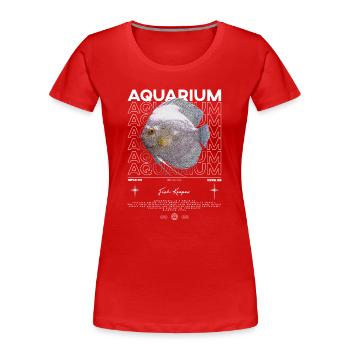 Discus Cichlid Fish Keeper Streetwear moderne - T-shirt bio Premium Femme - rouge - Devant - Mia (176cm)