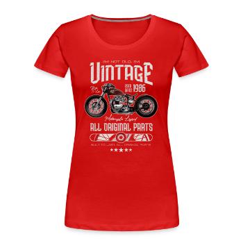 Moto Vintage Moto Moto Anniversaire 1986 - T-shirt bio Premium Femme - rouge - Devant - Mia (176cm)