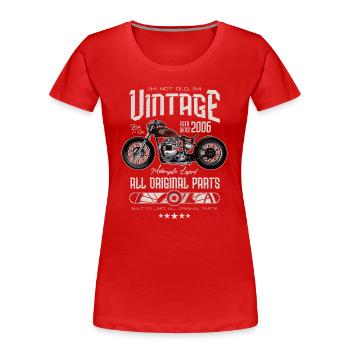 Moto Vintage Moto Moto Anniversaire 2006 - T-shirt bio Premium Femme - rouge - Devant - Mia (176cm)