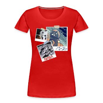 NASA Greetings From The Moon Design - Women's Premium Organic T-Shirt - red - Front - Mia (176cm)