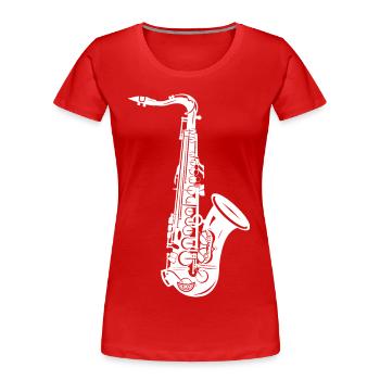 Saxophon Skizze - Frauen Premium Bio T-Shirt - Rot - Vorne - Mia (176cm)