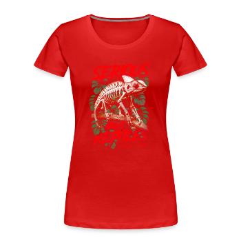 Pris au sérieux par les reptiles Gardien de reptiles Né en 1995 - T-shirt bio Premium Femme - rouge - Devant - Mia (176cm)