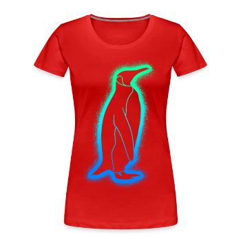 Pinguine Kinder Herren Jungen Pinguin - Frauen Premium Bio T-Shirt - Rot - Vorne - Mia (176cm)