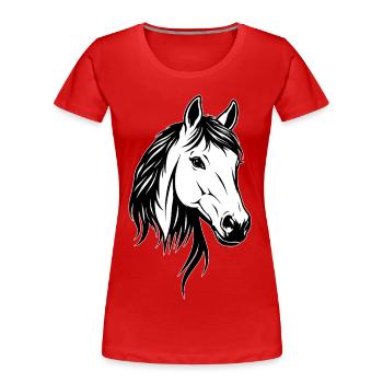 Horse Head Black & White - Women's Premium Organic T-Shirt - red - Front - Mia (176cm)