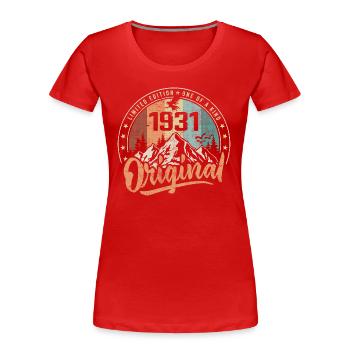 Original 1931 Retro Birthday Gift Born in 1931 - Women's Premium Organic T-Shirt - red - Front - Mia (176cm)