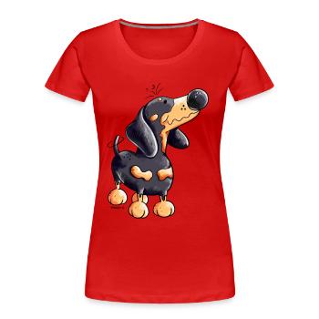Lustiger Dackel - Frauen Premium Bio T-Shirt - Rot - Vorne - Mia (176cm)