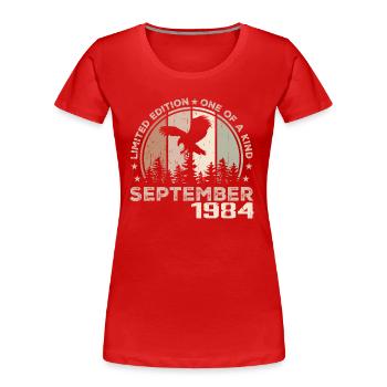 Unvergleichlich seit dem 40. Jubiläum im September 1984 - Frauen Premium Bio T-Shirt - Rot - Vorne - Mia (176cm)