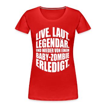 Zocker Geschenk und wieder von einem Baby-Zombie - Frauen Premium Bio T-Shirt - Rot - Vorne - Mia (176cm)