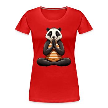 Dachs Yoga - Frauen Premium Bio T-Shirt - Rot - Vorne - Mia (176cm)