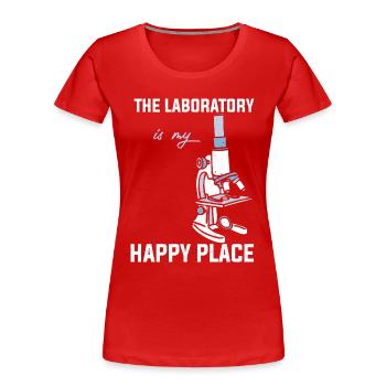 Biologie | Mikroskop Labor Biologe Lehrer Geschenk - Frauen Premium Bio T-Shirt - Rot - Vorne - Mia (176cm)