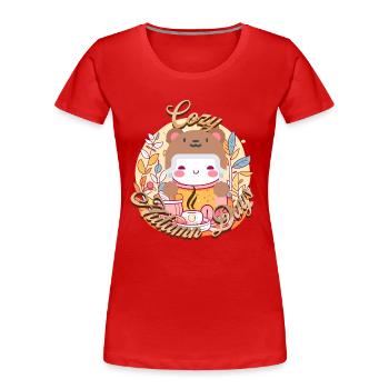 Cozy Autumn Days gemütliche Herbsttage - Frauen Premium Bio T-Shirt - Rot - Vorne - Mia (176cm)