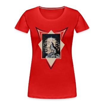 Wolf on the hill night wanderer - Women's Premium Organic T-Shirt - red - Front - Mia (176cm)
