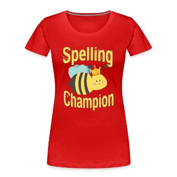 Buchstabierwettbewerb champion - Frauen Premium Bio T-Shirt - Rot - Vorne - Mia (176cm)