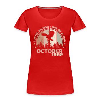 Unvergleichlich seit Oktober 1992 32 Jubiläum - Frauen Premium Bio T-Shirt - Rot - Vorne - Mia (176cm)