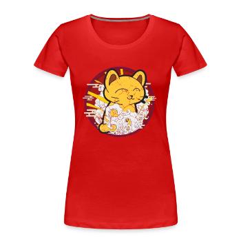 Kawaii japonais Cat Vintage, chats japonais cool - T-shirt bio Premium Femme - rouge - Devant - Mia (176cm)